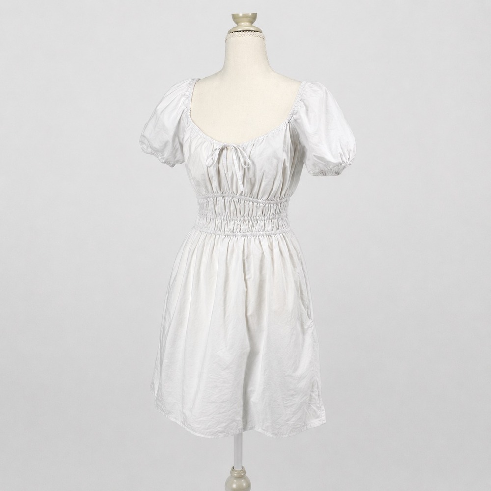 Milkmaid Madewell Sophia Mini Dress Tie-Front White Sz XXS Cotton Ren Faire